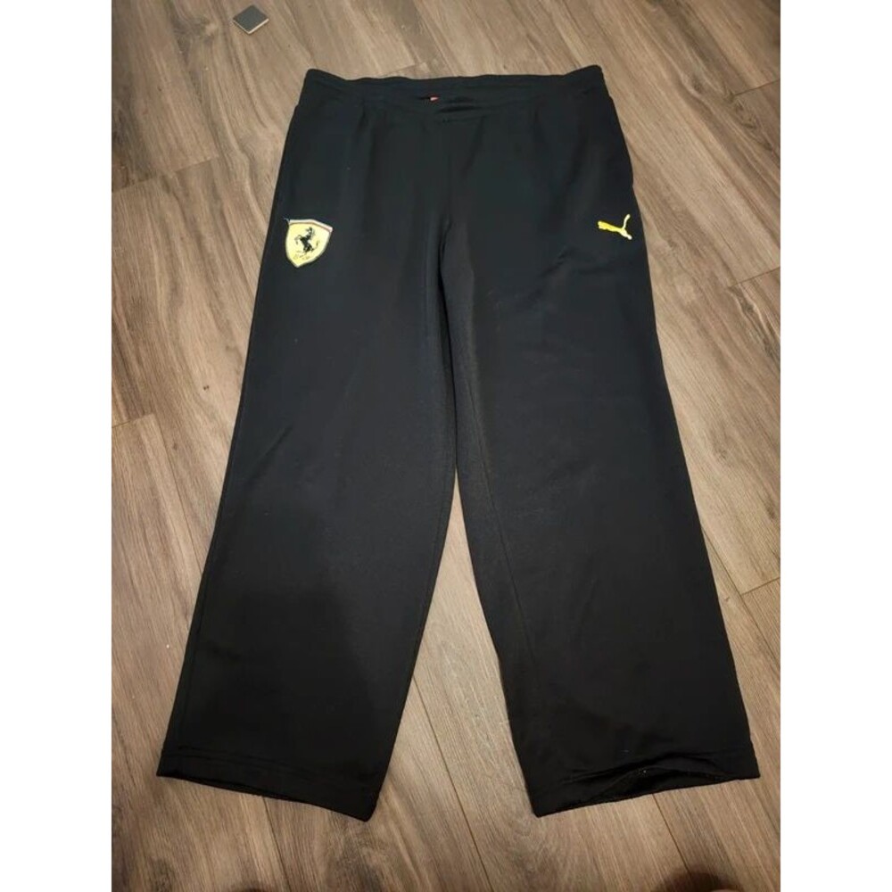 PUMA Scuderia Ferrari Men's Track Pants Size Large Black Yellow Formula 1 F1